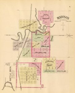 1885 Map of Madison and Battle Creek Nebraska