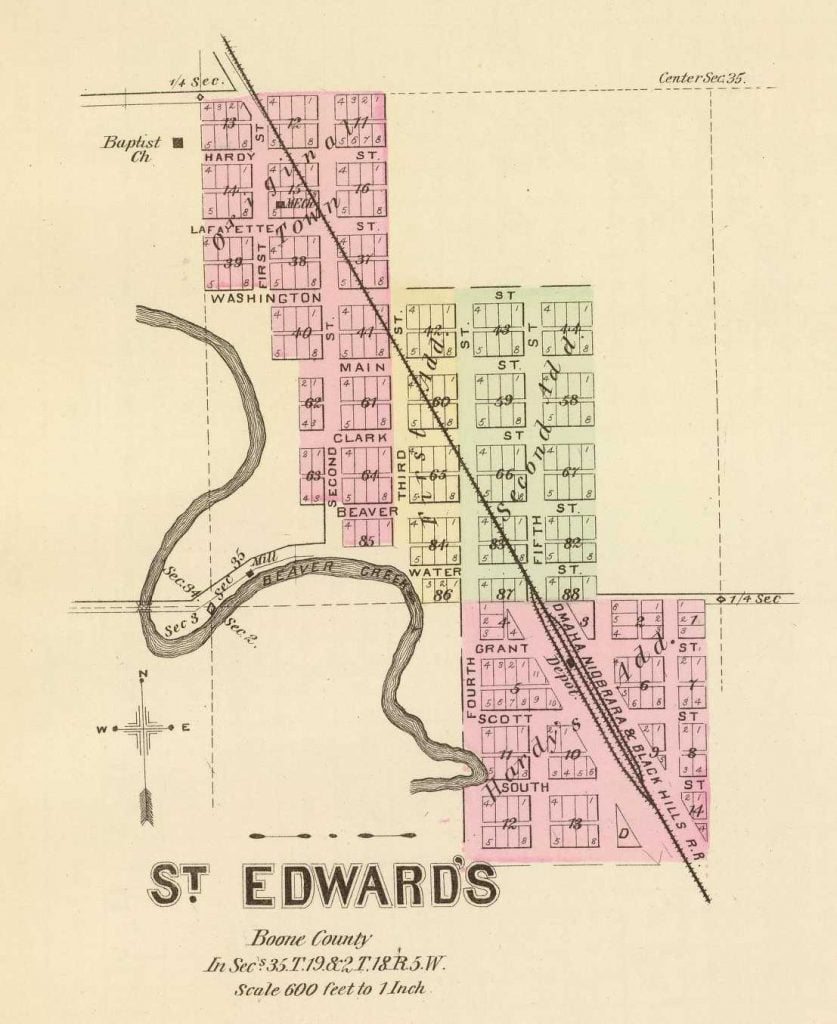1885 Map of St. Edwards, Nebraska
