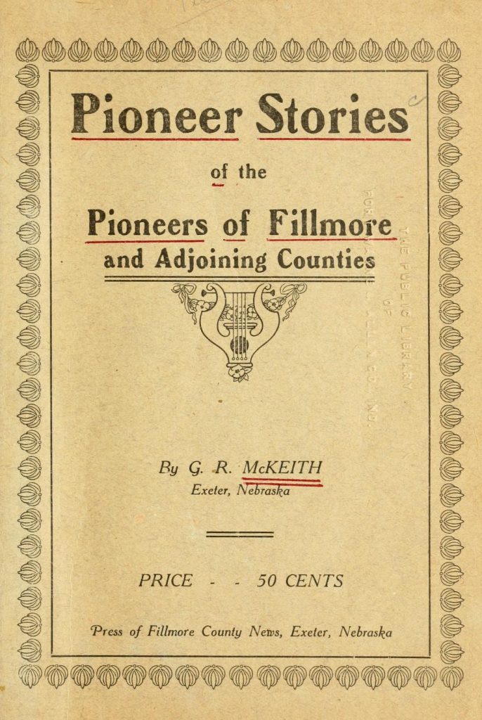 Pioneer Stories of the Pioneers of Fillmore and adjoining Counties title page