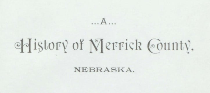 A History of Merrick County, Nebraska to 1895
