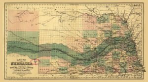 1880 Map of Nebraska showing the Union Pacific Land Grant